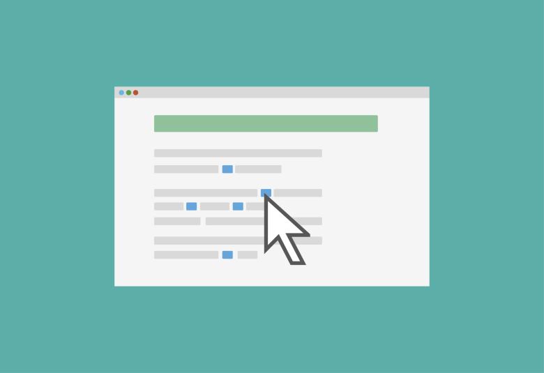 Illustration av en webbläsare med ett förstoringsglas.