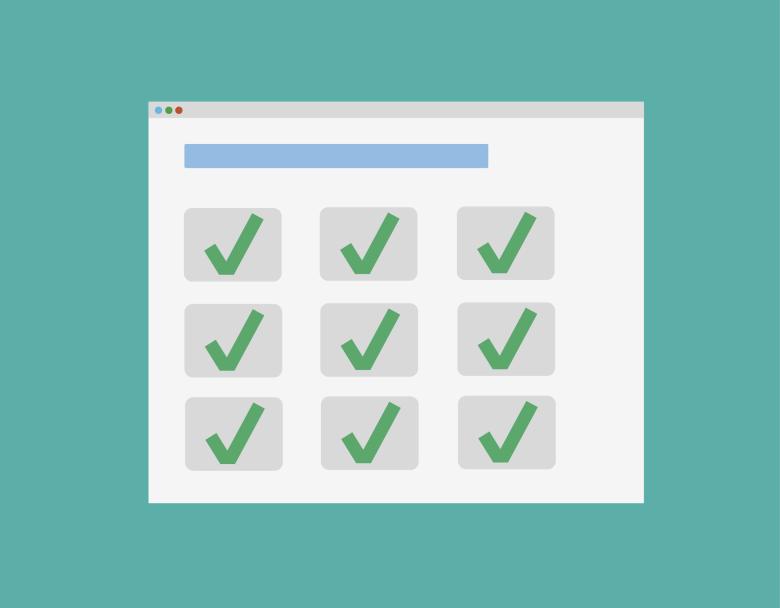 Graphic with several boxes with checkmarks